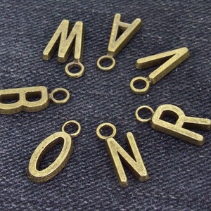 26 Beads Charm 26 letters bronze Plated Victorian Pendants Beads 8mmx16mm 26Pieces 2C image 3