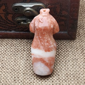Natural Xiuyan Jade Pendant Carved Cheongsam Gemstone Pendant Diy necklace