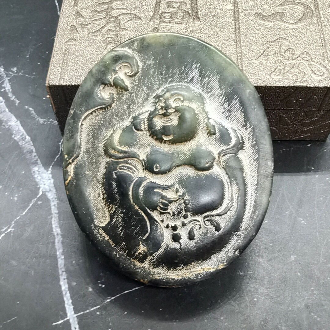 Meteorite Pendant Carving Maitreya Buddha Blessing Pendant Etsy