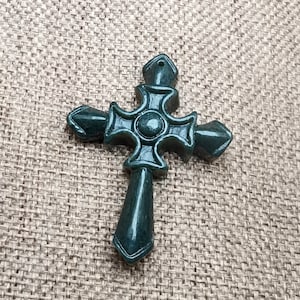 Natural Gray Jade Pendant Carved Cross Green Jade Amulet diy Necklace