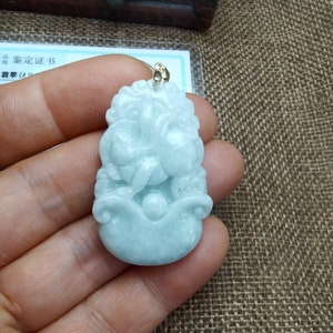 Certificated Natural Jadeite Pendant Chinese Zodiac Rabbit diy Necklace Burma Jade mulet Ancient Chinese Traditional design Grade A