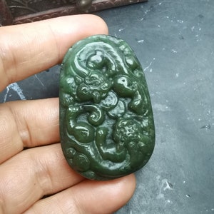 Natural Nephrite Green Jade Pendant Ancient Culture Pixiu Brave Troop 貔貅