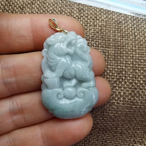 Certificated Natural Jadeite Pendant Chinese Zodiac Tiger diy Necklace Burma Jade mulet Ancient Chinese Traditional design Grade A