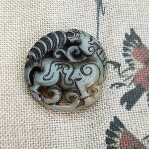 Archaistic Design Jade Pendant Carved Tiger with Wealth Blessing Amulet diy Necklace