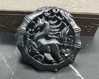 古代のデザイン マレー翡翠ペンダント 中国文化 コウモリ 龍
