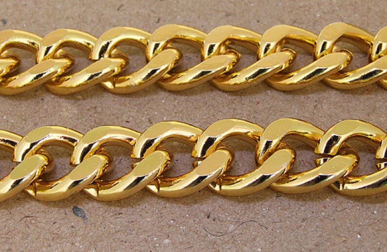 Shiny Cut Gold Chain Metalic Aluminium Chunky Curb Chain Etsy