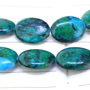 One Full Strand --- Oval Green Malachite Azurite Beads ----- 12mmx16mm ----- about 25Pieces ----- gemstone beads--- 15.5&quot; in length