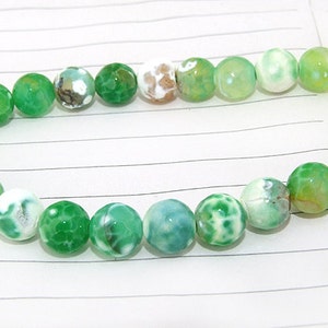 Green Fire Agate Faceted round beads semi precious gemstones 8mm round beads 15inch Diy Necklaces Bracelet Earrings image 3