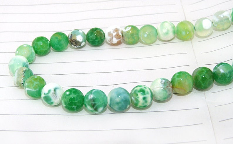 Green Fire Agate Faceted round beads semi precious gemstones 8mm round beads 15inch Diy Necklaces Bracelet Earrings image 3
