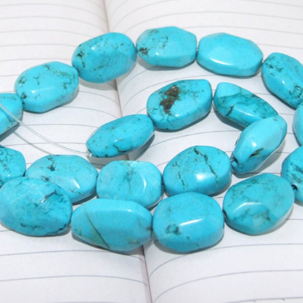 One Full Strand---  Oval Blue Turquoise Beads----16-20mm ----about 20Pieces----15 3/4inch strand