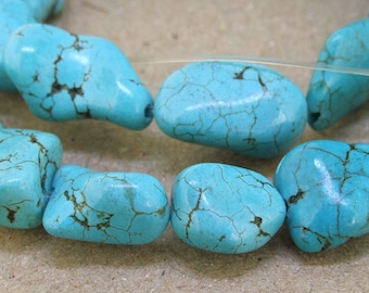 One Full Strand--- Nugget Howlite Turquoise Gemstone Beads ----12 - 20 mm ----16 inch strand