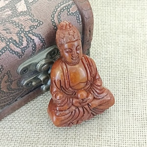 Archaistic Style Design Jade Pendant Carved Figure of the Buddha Blessing Jade Amulet