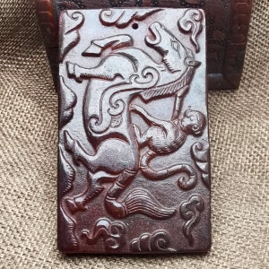 Archaistic Style Design Red Jade Pendant Carved Monkey ride Horse 马上封侯 Jade Amulet