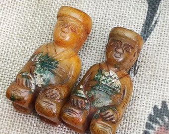 Archaistic Design Jade Pendant Hongshan Kneel image Jade Pendant diy Necklace Charm