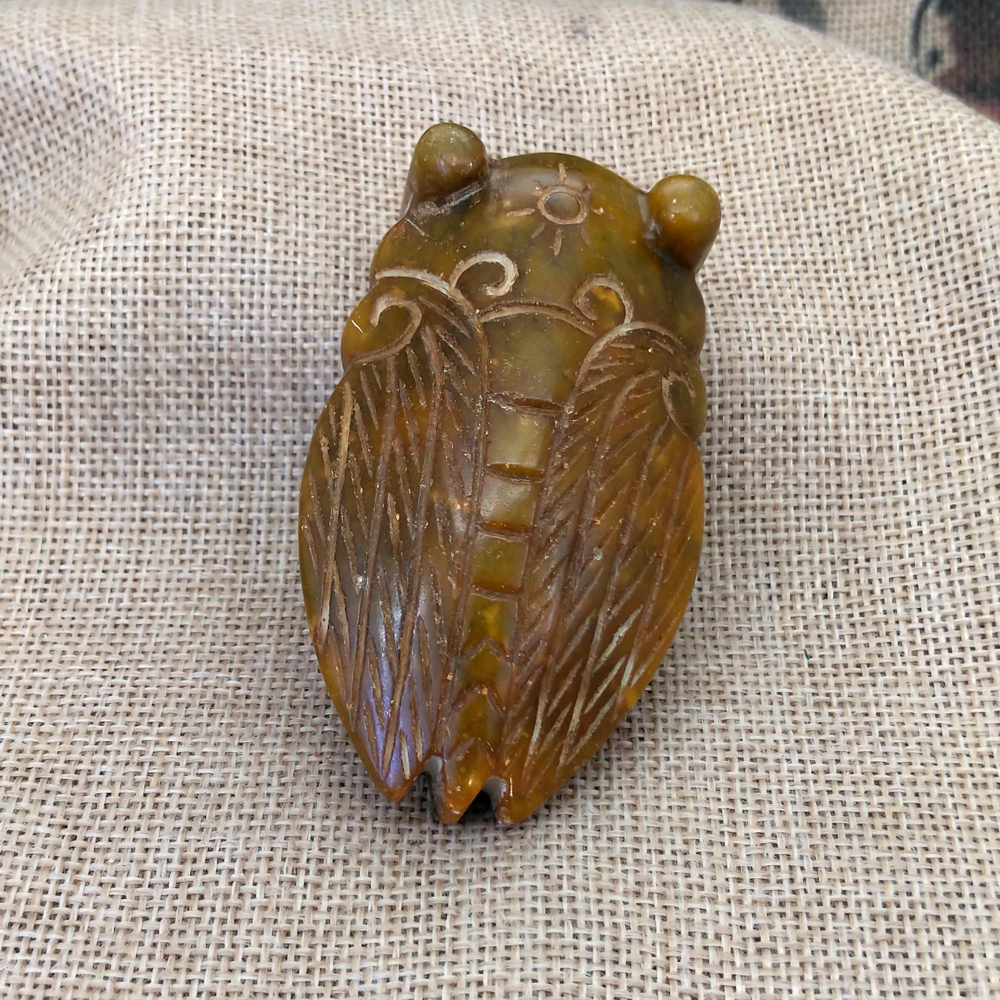 Jade Pendant Carved Cicada 玉蝉 一鸣惊人, Amulet, Diy Necklace - Etsy