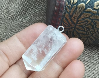 Natural Crystal Column Pendant White Quartz Column Pendant Healthing Energy