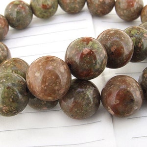 One Full Strand--Round Unakite Beads ---14mm --about 26Pieces ----- gemstone beads--- 15&quot; in length