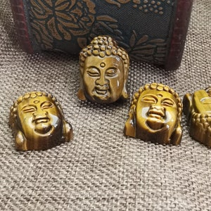 Antique Natural Tigereye Pendant Carving Buddha Head Yellow Tigereye Gemstone