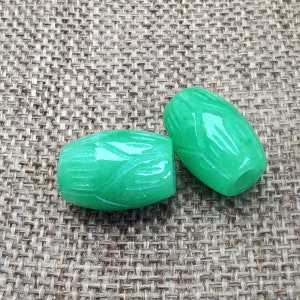 Candy Green Malay Jade Beads Carved Barrel Beads diy Necklace Bracelet and Earrings