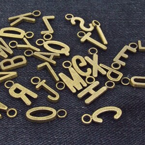 26 Beads Charm 26 letters bronze Plated Victorian Pendants Beads 8mmx16mm 26Pieces 2C image 4