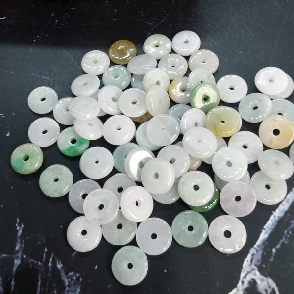 Bulk Natural Jadeite Pendant Carving Little Ping Buckle Feitsui Beads random color