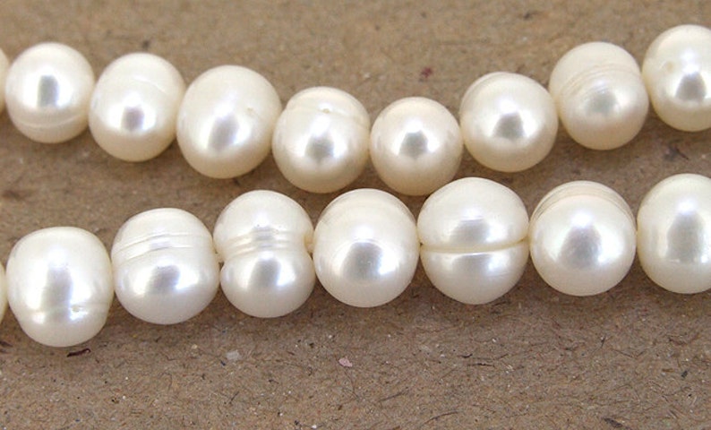 Luster Full One Strand Luster Pure Baroque Oval Baroque White Freshwater Pearl9mmx8mmabout 48Pieces15inch strand image 4