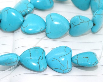 One Full Strand--- Heart Turquoise Gemstone Beads ----18mm---- 26Pieces----16 inch strand