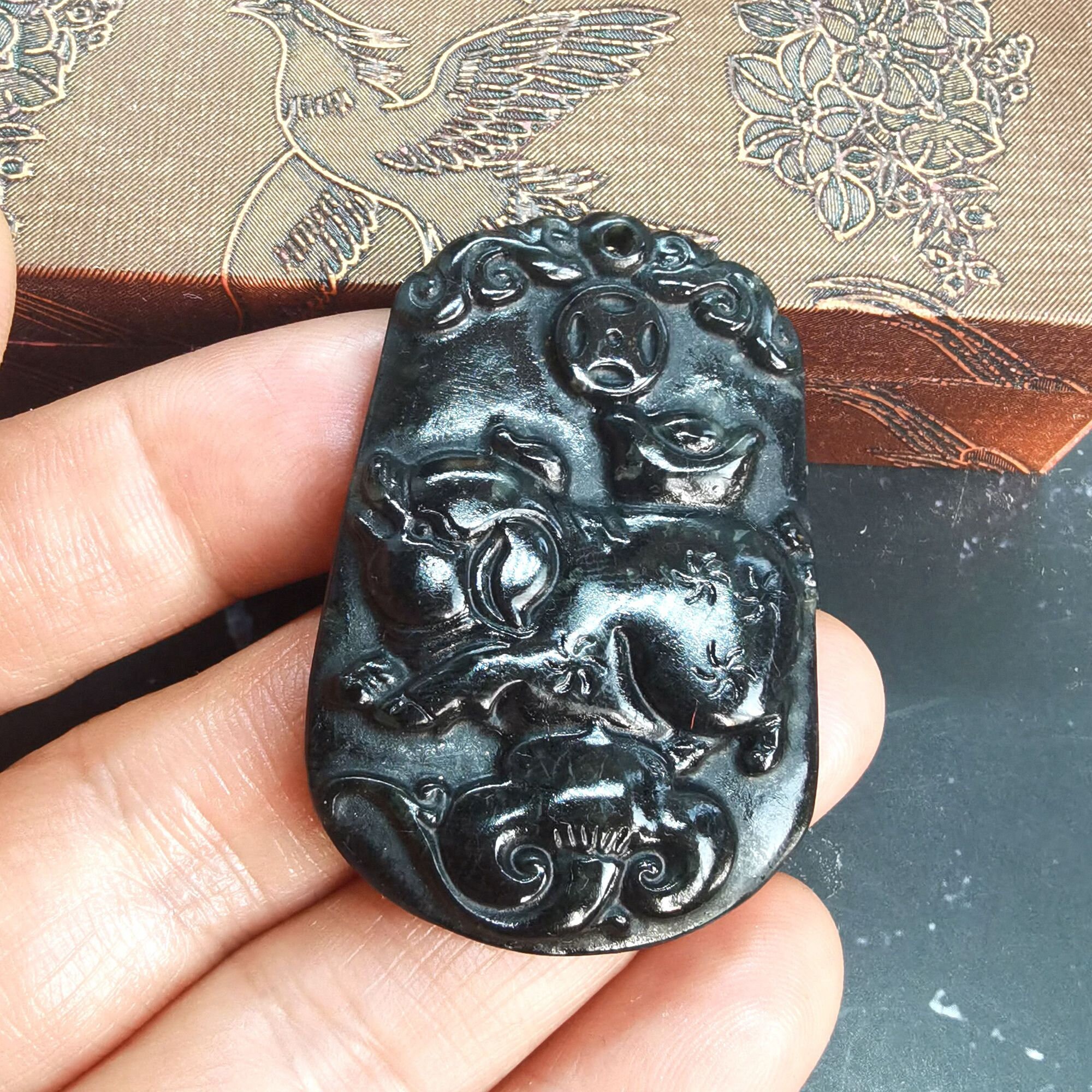 Antique Black Stone Jade Pendant Ancient China Culture Carving | Etsy