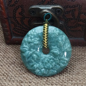 AA Jadeite Pendant Ping Buckle Carved Flower Traditional design of ancient Chinese culture Natural Burma Jade Pendant diy Necklace