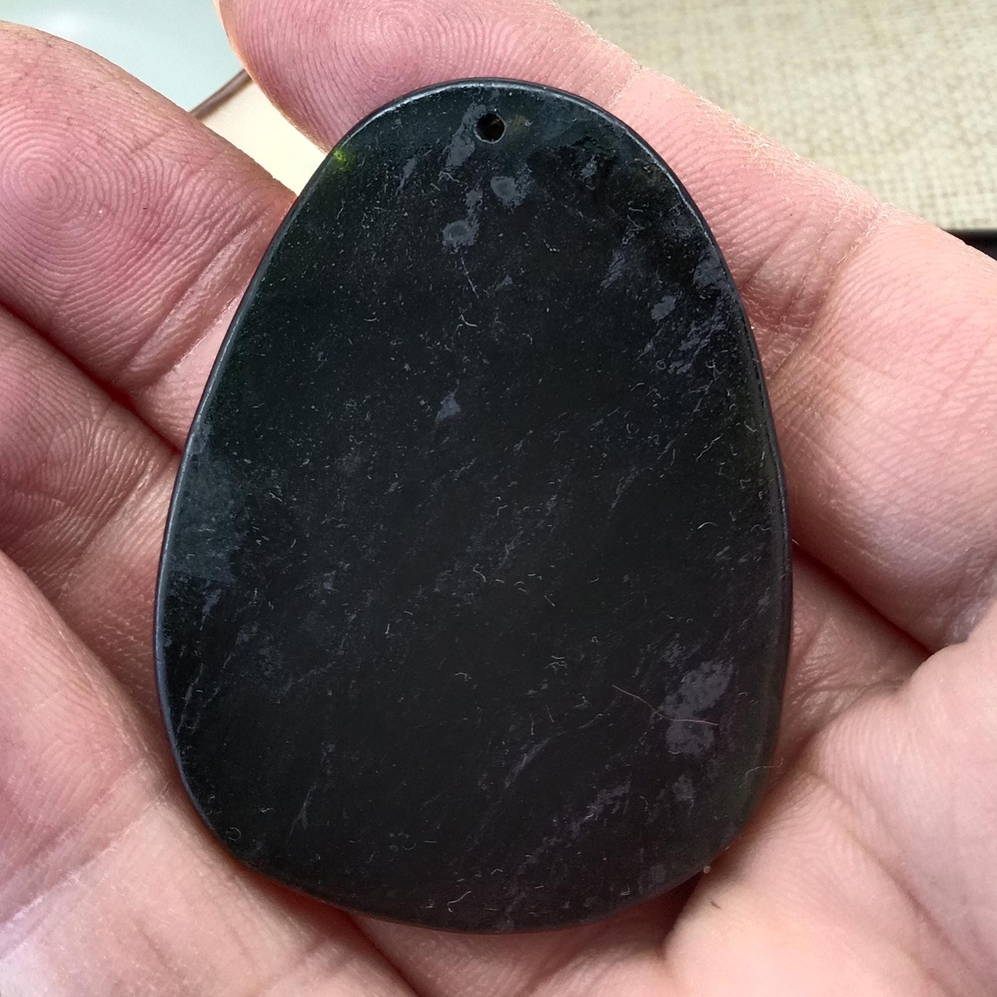 Natural Dark Green Jade Pendant Carved Chinese Dragon Jade Amulet