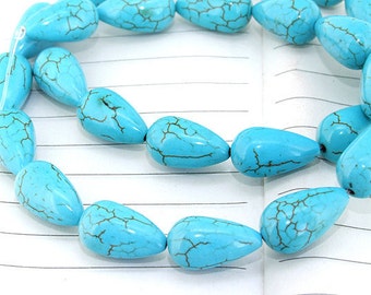 One Full Strand--- Teardrop Turquoise Gemstone Beads ----10mmx16mm----24 Pieces----16 inch strand