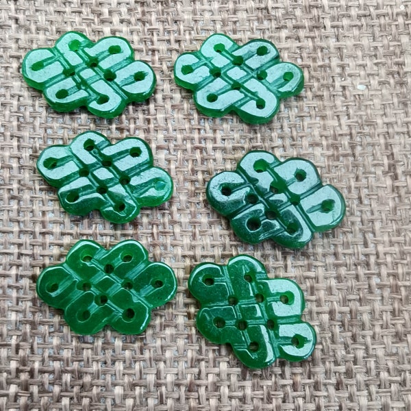 Bonbon vert malais jade pendentif sculpté noeud chinois pendentif bricolage collier bracelet et boucles d'oreilles