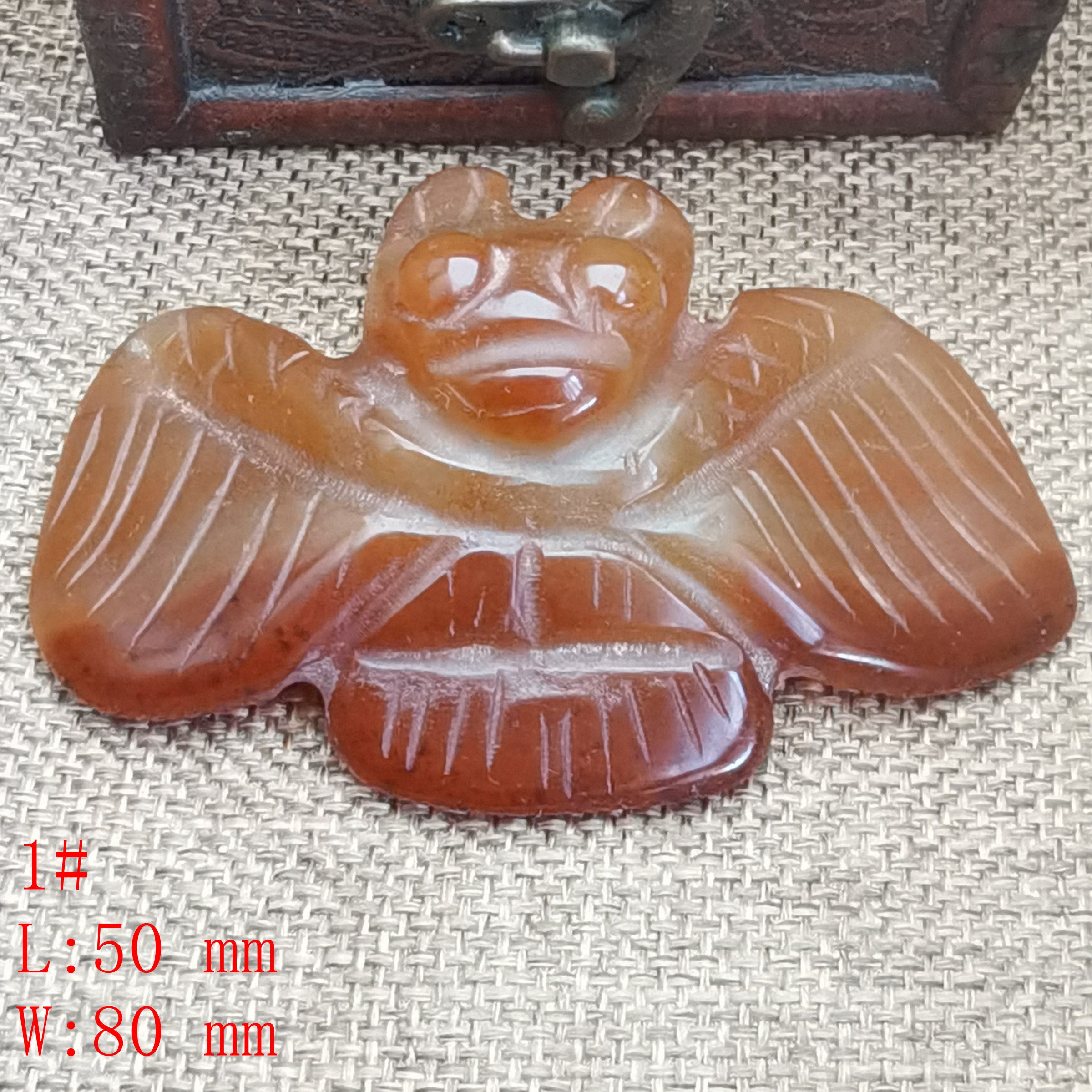 Design Agate Pendant 3D Fly Owl with Axe Carved Agate Amulet Chinese Culture