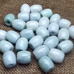 Natural Jadeite Beads ,Carved Barrel Shape Beads untreated Burma Jade Beads ,Green jade DIY beads
