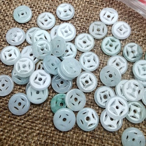 5 Burma Jadeite Coin Charms: Natural Jade DIY Pendants (9mm)