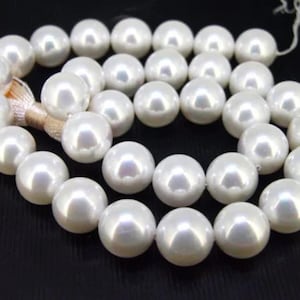 White Shell Pearl Round Beads 6mm 8mm 10mm 12mm 14mm 16mm 18mm 20mm Full Strand 15.5&quot;  Wholesale