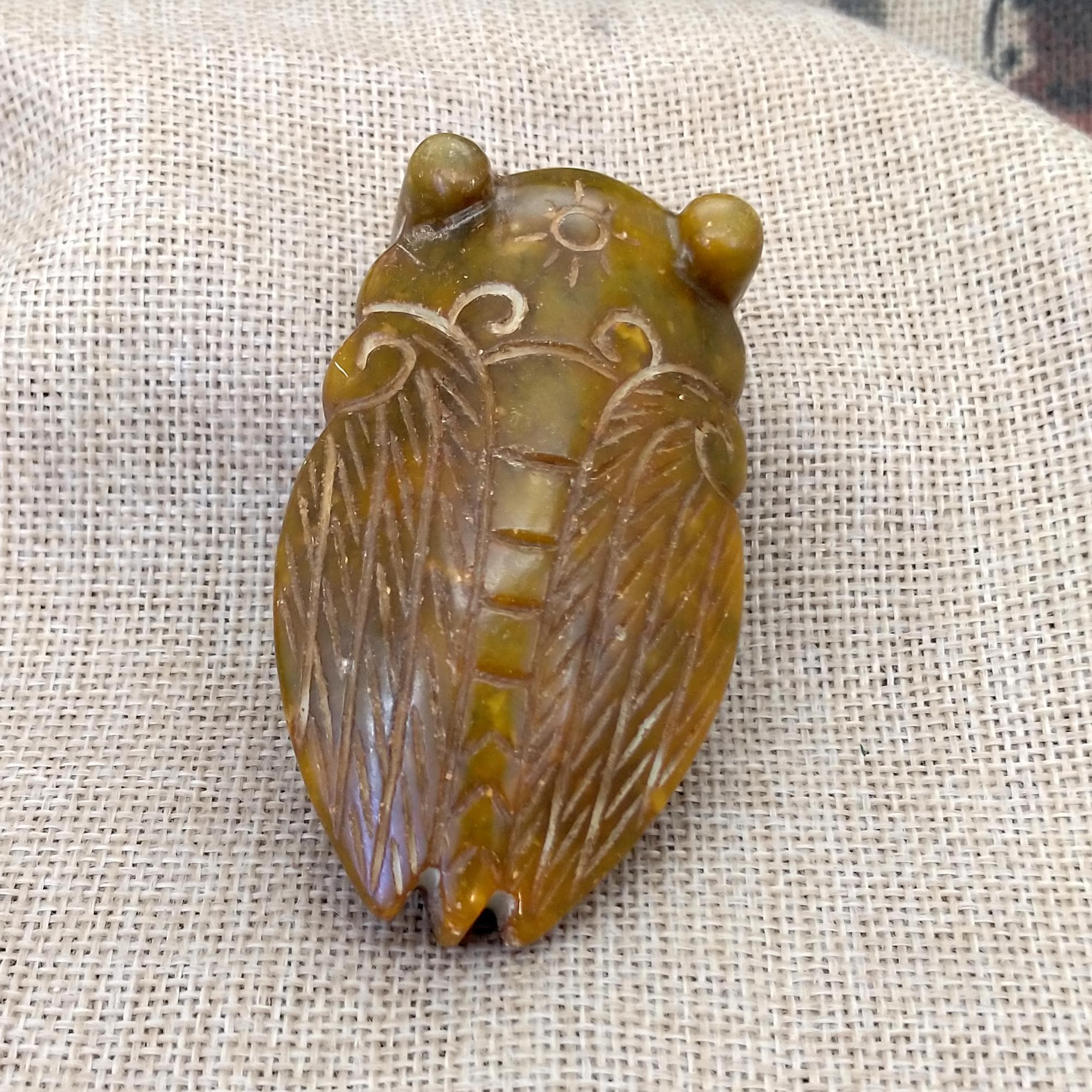 Jade Pendant Carved Cicada 玉蝉 一鸣惊人, Amulet, Diy Necklace - Etsy