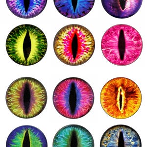 Dragon Eyes Snake Eyes Charm Round Clear Glass Cabochons - Handmade Glass Photo Cabochon ---10mm 12mm 14mm 16mm 18mm 20mm 25mm 30mm---