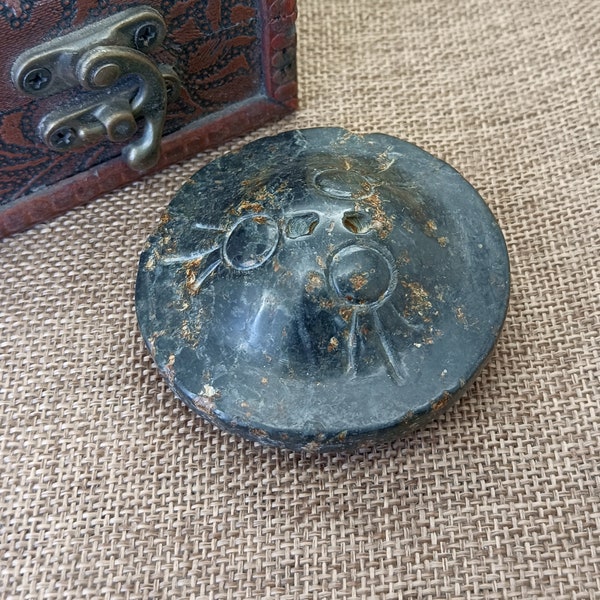 Meteorite Pendant Carved UFO flying saucer Amulet