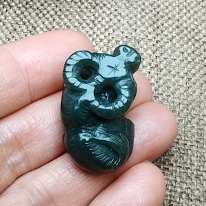 Natural Gray Jade Pendant Carved Bull Green Jade Amulet diy Necklace