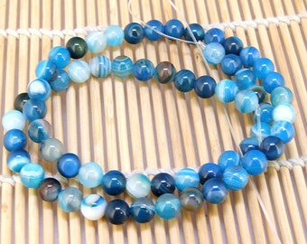 Perline di agata blu: perline rotonde da 6 mm per la creazione di gioielli