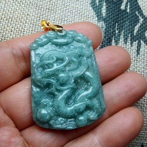 Burma Jade Dragon Pendant: Natural Jadeite Zodiac Necklace