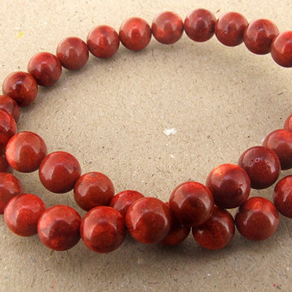 SALE PRICE Red Sponge Coral Beads Round shape--- 4mm ,6mm, 8mm ,10mm ,12mm ,14mm --- 15.5 inches full strand--- Round Ball beads
