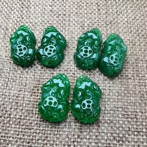 Doppel Candy Grün Malay Jade Anhänger Pixiu Brave Troops diy Halskette Armband und Ohrringe