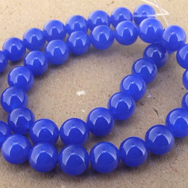 PRIX DE VENTE Candy Blue Jade Perles Forme ronde--- 4mm, 6mm, 8mm, 10mm, 12mm, 14mm --- 15.5 pouces brin