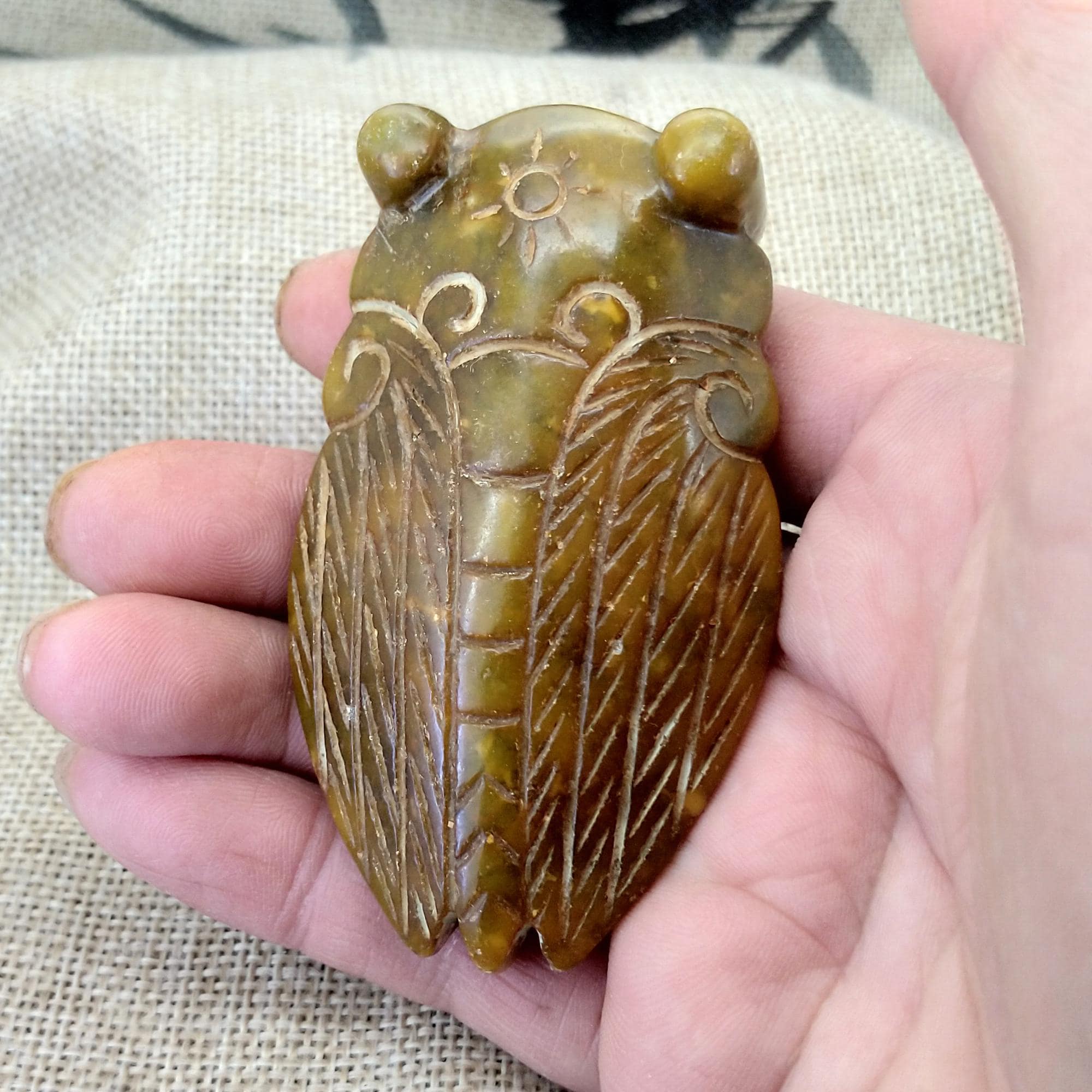 Jade Pendant Carved Cicada 玉蝉 一鸣惊人, Amulet, Diy Necklace - Etsy
