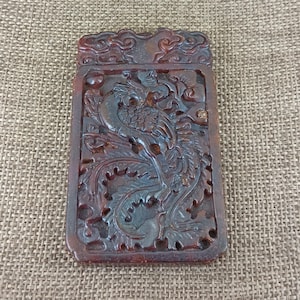 Archaistic Style Design Green Jade Pendant Carved Phoenix 凤凰 Jade Amulet