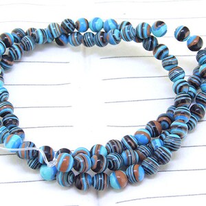 Charm Round Blue Black malachite Jasper Gemstone Beads 4mmabout 95Pieces15 in length image 4