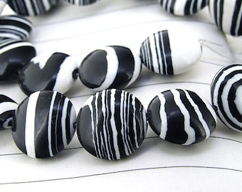 Charm White Black malachite Jasper Gemstone Beads--- 14mm----about 30Pieces----15.5" in length