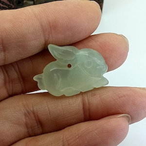 Natural Xiuyan Jade Pendant Ancient China Culture Carving Rabbit Easter Bunny Amulet diy Necklace